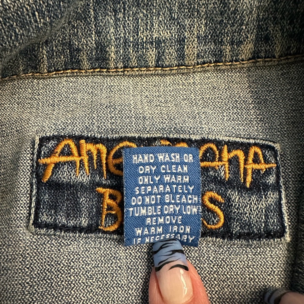 Americana Blues Distressed Embellished Sleeveless Vest - Size S - Picture 11 of 13